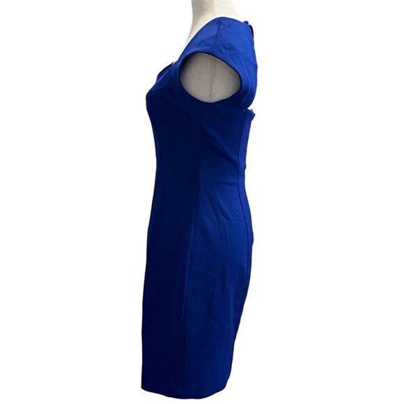 Maggy London Blue Cap Sleeve Shift Dress With Keyhole And Back Zipper Lined - Picture 2 of 10